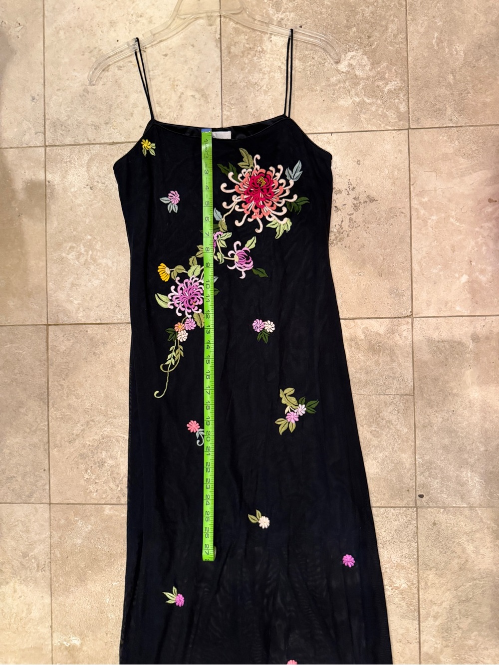 Rimini Black Maxi Dress with Pink & Green Floral Embroidery - Picture 6 of 7